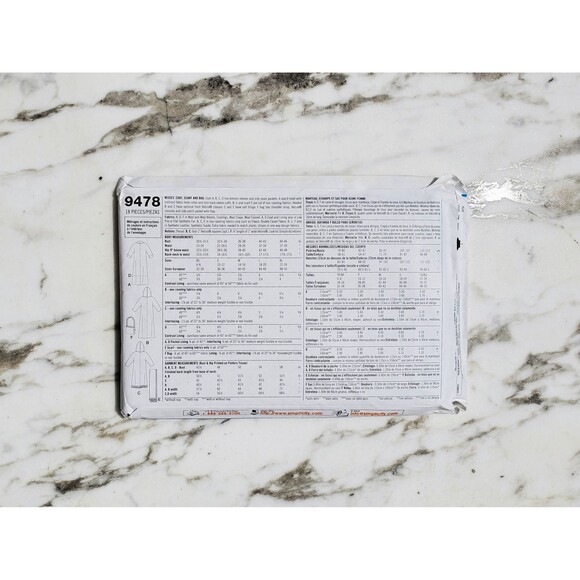 2000s Sewing Pattern for Coat, Scarf and Bag - Size AA (XS, S, M) - Picture 2 of 2